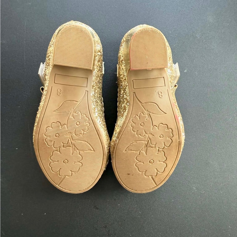 Gold Glitter Mary Jane Dress Shoes | Toddler Size 8 - Picture 6 of 7